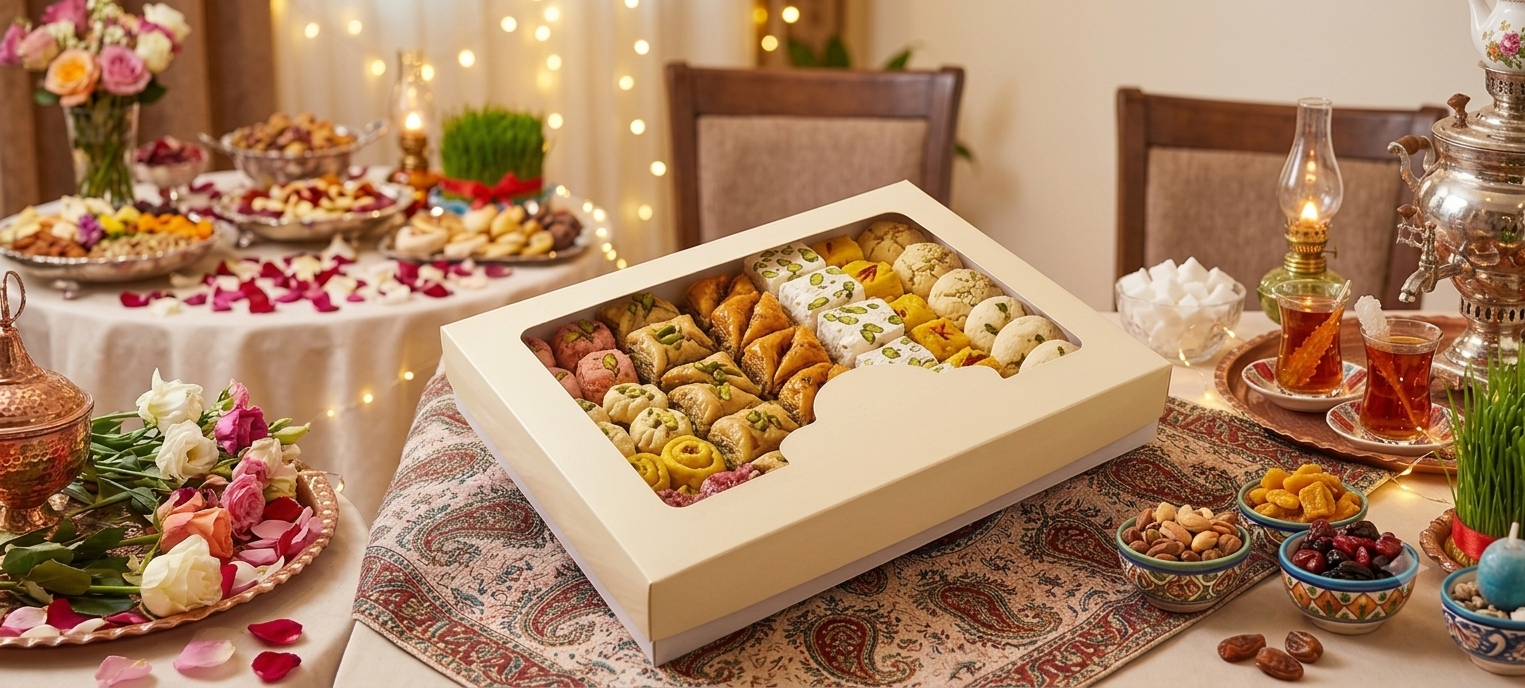 جعیه شیرینی ظرفیت یک ونیم کیلو پنجره دارپک50عددی ارتفاع5
